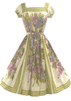 1950s Jerry Gilden Designer Lilac Border Floral Dress- New!