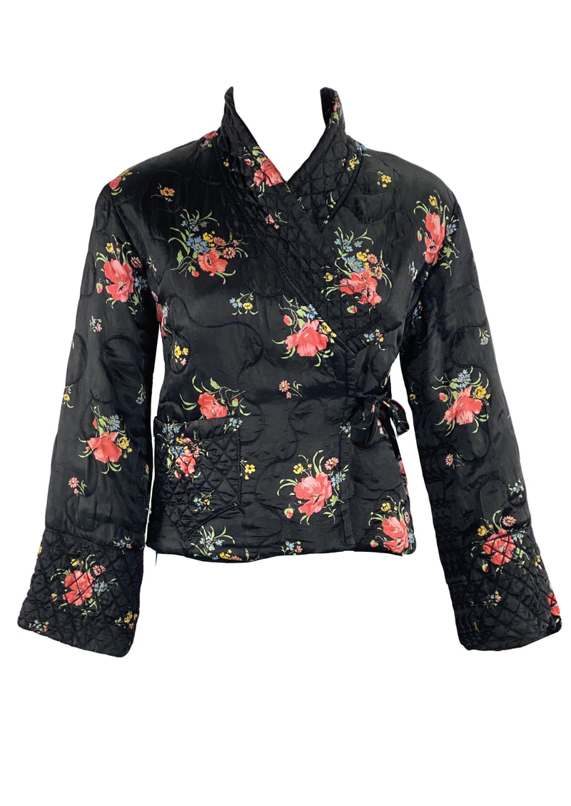 Stunning Early 1930s Black Floral Quilted Jacket  - NEW!