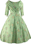 1950s Pistachio Green Cotton Floral Dress- New! (RESERVED)