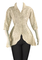 Stunning Vintage 1950s Cream Lace Peplum Jacket - NEW!