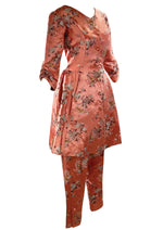 1950s Rose Pink Brocade Hostess Pyjama Set- New!