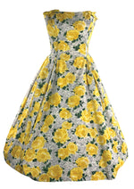 1950s Yellow Roses Cotton Horrockses Dress- New!