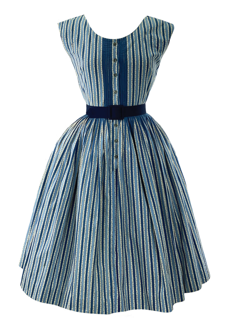 Vintage 1950s Blue and White Stripes Horrockses Dress- New!