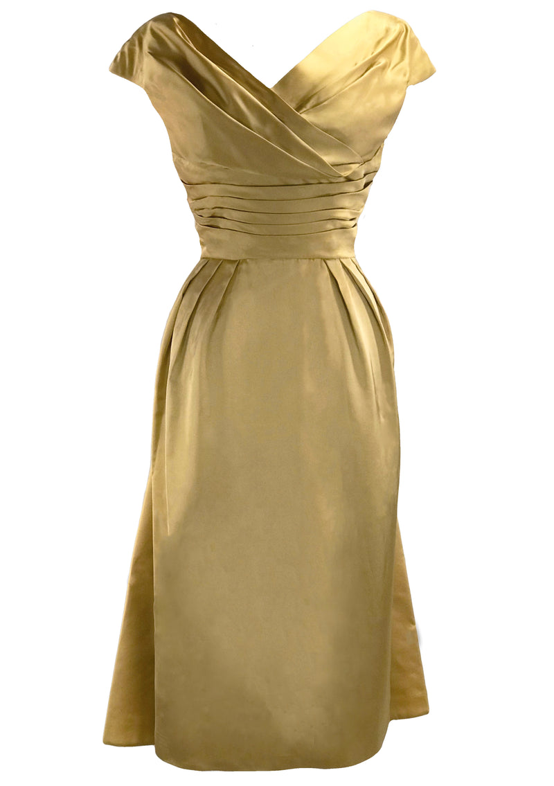 Stunning 1950s Liquid Gold Satin Party Dress- New!