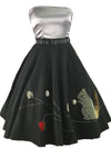 Vintage 1950s Black Felt 3D Applique Squirrel Skirt- New!