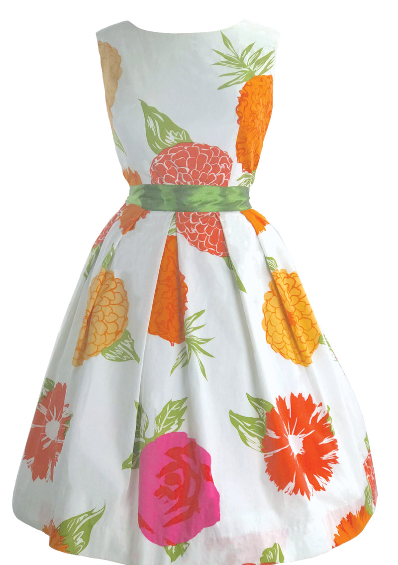 Vintage Late  1950s Large Floral Print Dress Set - New!