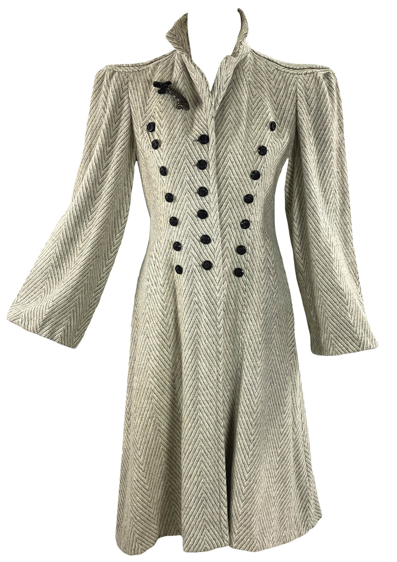 Fabulous Late 1930s to Early 1940s Flecked Wool Coat- New!