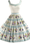 1950s Designer Quality Floral Cotton Dress- New!