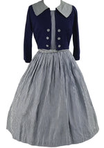 Vintage 1950s Navy & White Gingham Dress Ensemble- New!