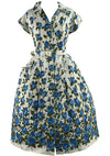 Vintage 1950s Blue Roses Border Print Cotton- New!