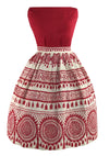 Late 1950s Early 1960s Red & White Trompe L'Oeil Novelty Print Skirt- New!