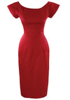 Vintage 1950s Red Silk Satin Wiggle Dress New!