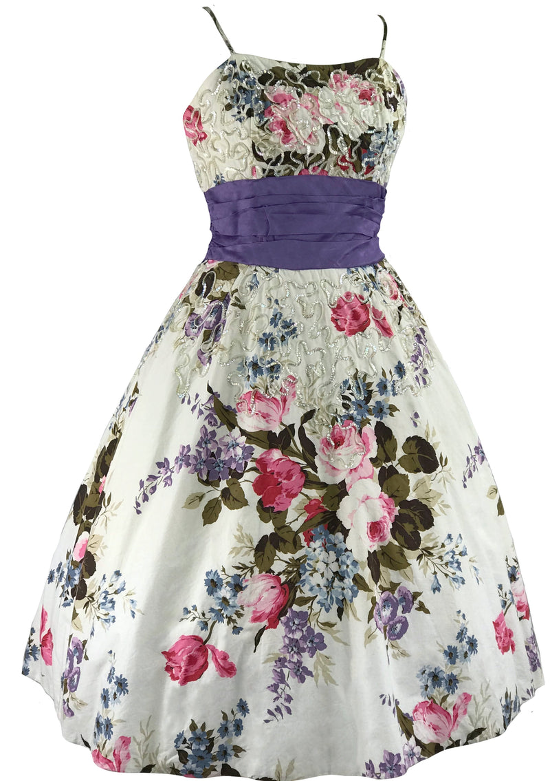 1950s Designer Floral Cocktail Dress- New!