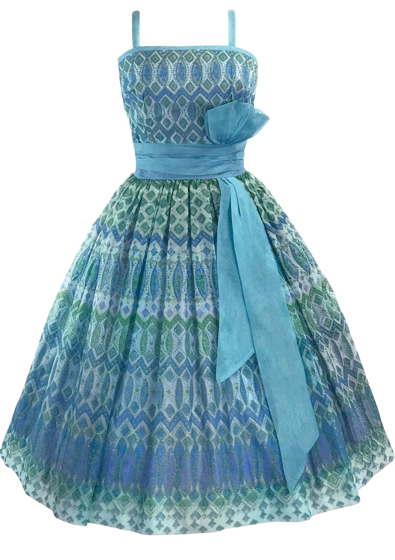 1950s Peacock Plaid Silk Organza Party Dress  - New!