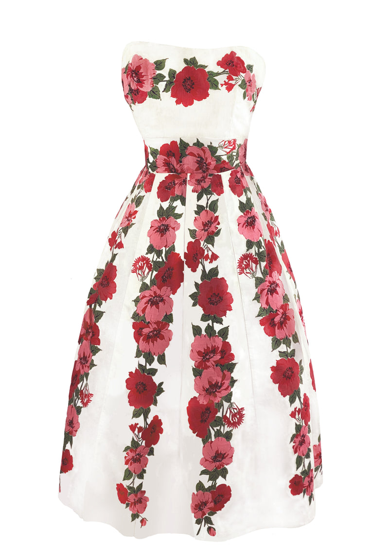 Vintage 1950s Pink Trailing Flowers Dress- NEW!