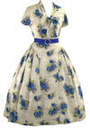 Vintage 1950s Blue Floral Silk Blend Dress - New! (ON HOLD)