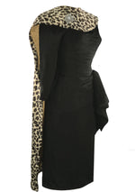 Late 1940s Early 1950s Black Designer Rayon Draped Dress - New!