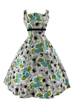 Late 1950s Plum Novelty Print Cotton Day Dress - NEW!