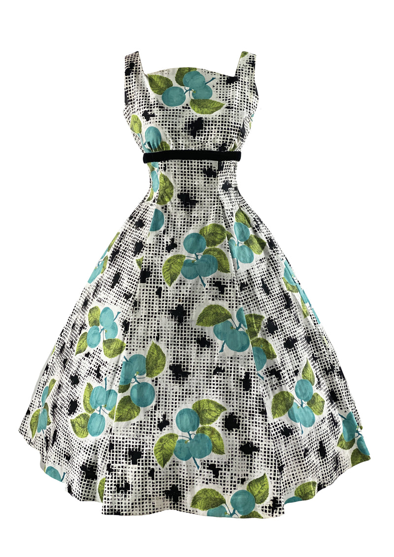 Late 1950s Plum Novelty Print Cotton Day Dress - NEW!