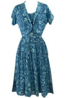 Vintage 1950s Blue Floral Cotton Dress Ensemble - New!