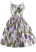Vintage 1950s Hyacinth Print Cotton Dress- New!