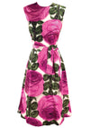 1960s Pink Rose Print Silk Dress - New!