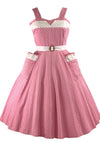 Late 1950s Early 1960s Pink & White Polka Dot Sundress - New!
