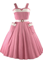 Late 1950s Early 1960s Pink & White Polka Dot Sundress - New!
