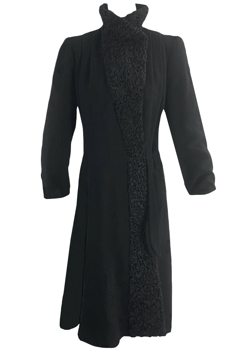 Quality Vintage 1930s Black Wool Coat- New!