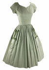Late 1950s Green and White Stripes Cotton Dress- New!