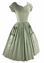 Late 1950s Green and White Stripes Cotton Dress- New!
