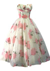 Vintage 1950s Pink Hydrangea Chiffon Party Dress - New!