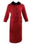 Vintage Early 1960s Ruby Red Wool Blend Suit- NEW!