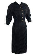 Vintage Late 1940s Designer Black Striped Cocktail Suit - NEW!