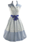 Vintage 1950s Blue & White Cotton Shirtwaist Dress  - New! (RESERVED)