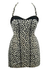 Deadstock 1950s Leopard Print Cotton Swimsuit- New!