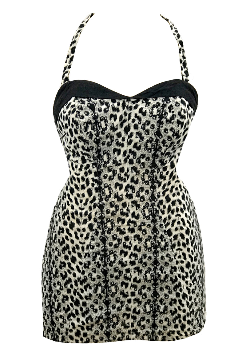 Deadstock 1950s Leopard Print Cotton Swimsuit- New!