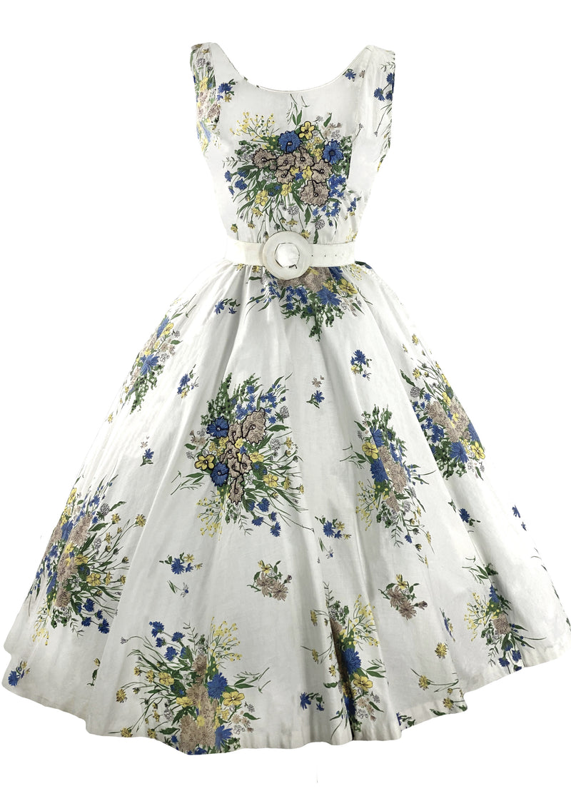 Vintage 1950s 3D Trapunto Floral Bouquet Dress- New!