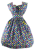 Early 1960s Harlequin Print Cotton Sundress & Bolero- New!