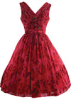Stunning 1950s Red Rose Organza 3D Party Dress - New!