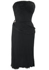 1950s Black Designer Black Silk Chiffon Cocktail Dress - New!
