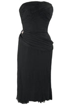 1950s Black Designer Black Silk Chiffon Cocktail Dress - New!