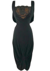 1940s -1950s Designer Black Silk Crepe Cocktail Dress - New!