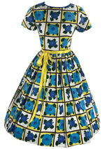 Late 1950s Early 1960s Blue and Yellow Floral Dress- New!