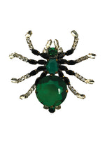 Czech Green & Black Crystal Spider Brooch- New!