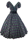 Vintage 1950s Blue and Purple Chevron Stripe Dress - New!