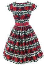 Early 1960s Floral Woven Cotton Dress - NEW!