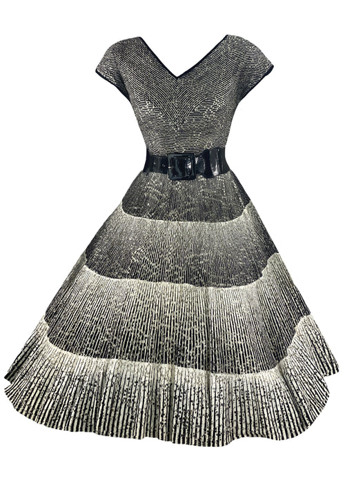 Late 1950s Black and White Cotton Lace Dress- NEW!