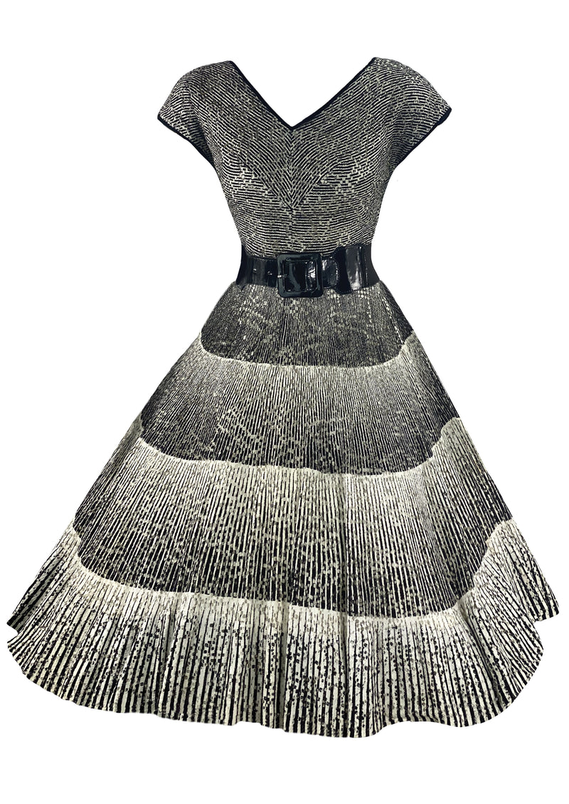 Late 1950s Black and White Cotton Lace Dress- NEW!
