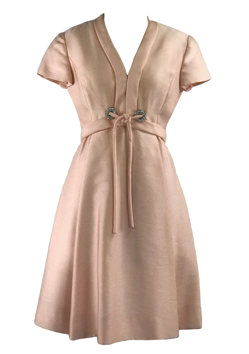 Vintage 1960s Ice Pink Silk Designer Dress- New!
